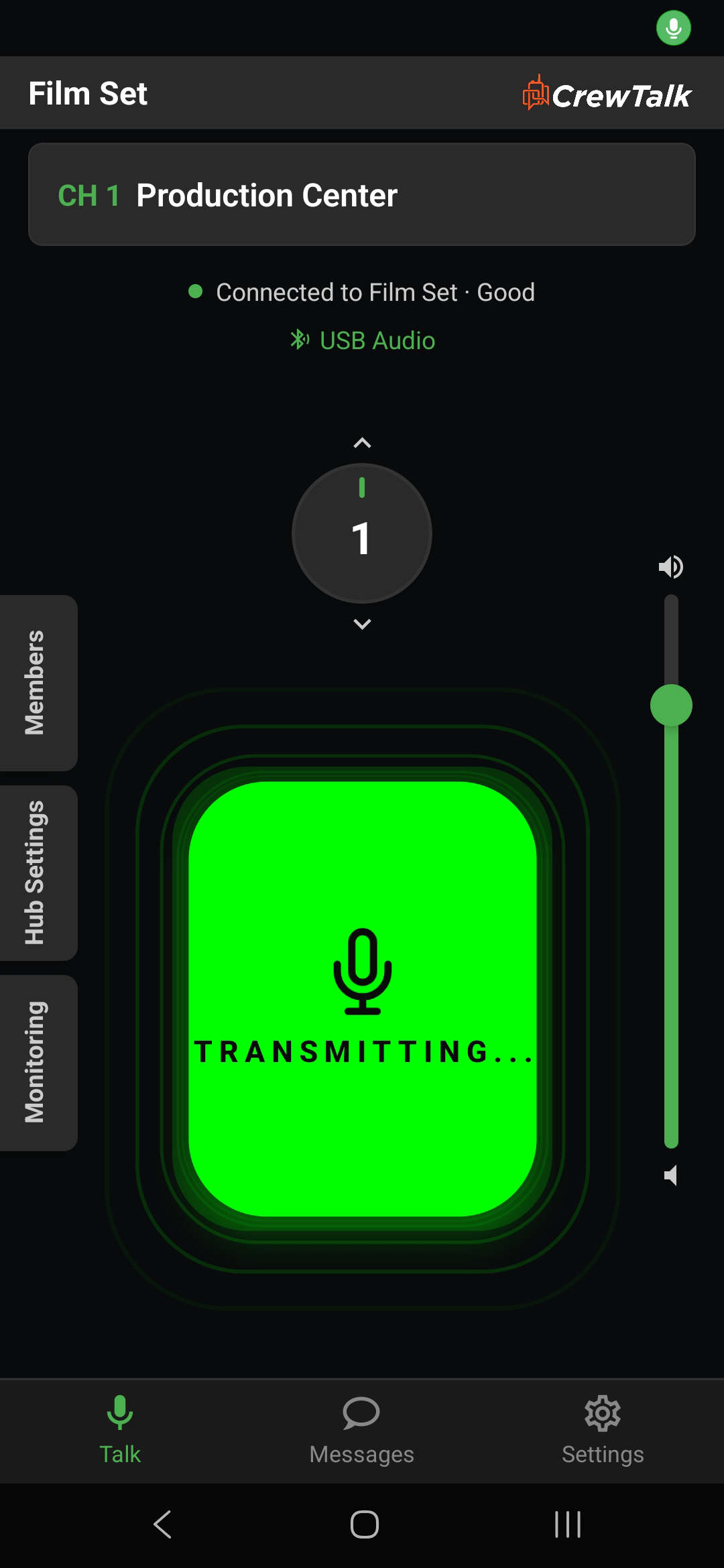 CrewTalk push-to-talk app screenshot